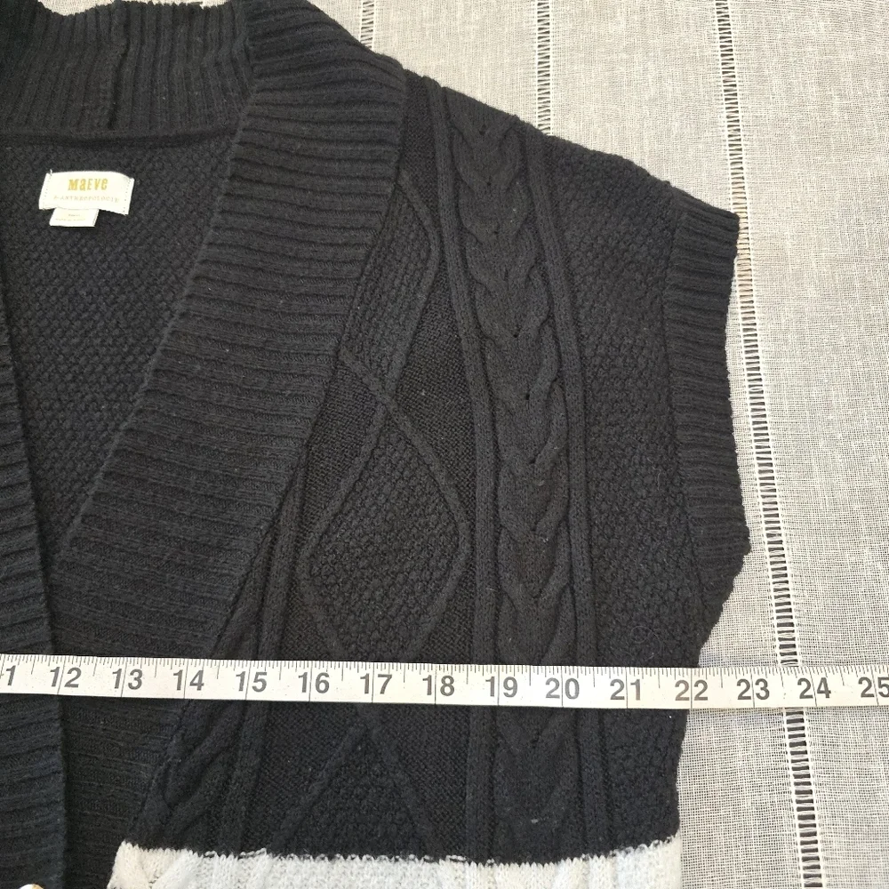 Maeve Sweater Vest Womens Small Cable Knitted Cap Sleeve Gold Buttons - Picture 10 of 13